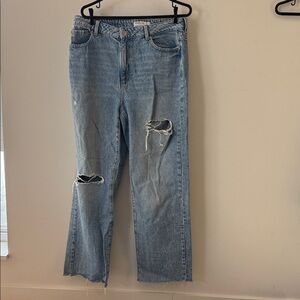 Garage Light Blue Distressed Straight Leg Jeans